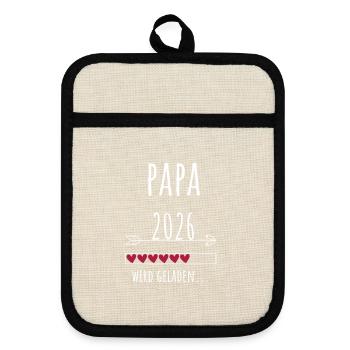 Werdender Papa 2026 Geschenk Schwangerschaft - Topflappen mit Gummirückseite - Leinen/Schwarz  - Vorne