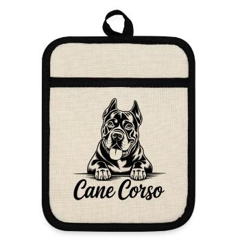 Cane Corso Hundeliebhaber Design für Tierfreunde - Topflappen mit Gummirückseite - Leinen/Schwarz  - Vorne