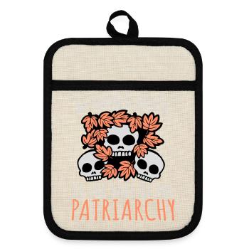My Favorite Season Is The Fall Of The Patriarchy - Pot holders with rubber back - linen/black  - Front
