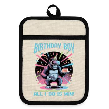 Birthday Gamer VR - Pot holders with rubber back - linen/black  - Front