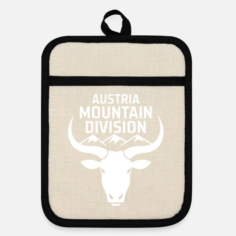 Austria Mountain Division – Alpen Wander Design - Pot holders with rubber back - linen/black 
