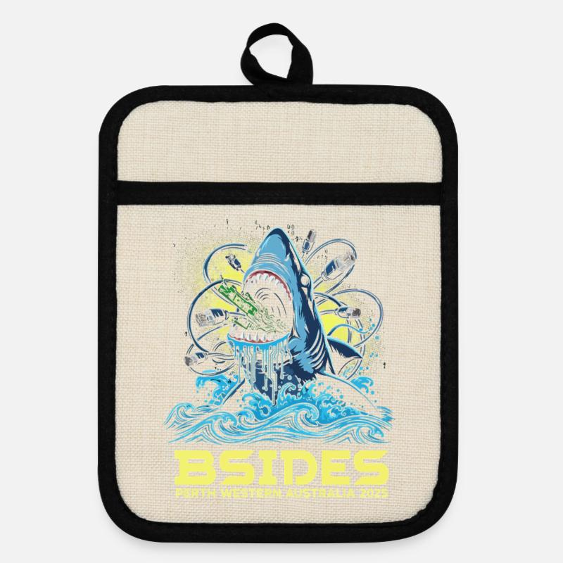 Shark bat BSIDES Perth 2025 - Maniques avec dos en caoutchouc - lin/noir