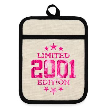 LIMITED EDITION 2001 25TH BIRTHDAY - Pot holders with rubber back - linen/black  - Front