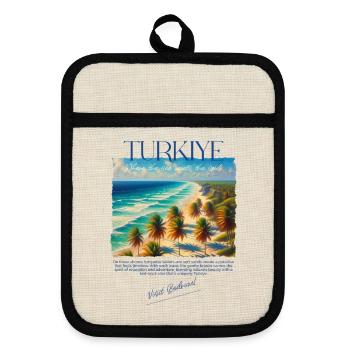 Turkey Bodrum Beach Holiday Design – Visit Bodrum - Pot holders with rubber back - linen/black  - Front