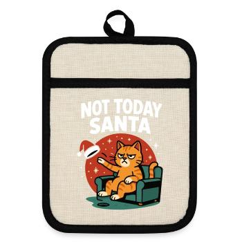 Drôle de chat pas aujourd’hui Père Noël Humour - Maniques avec dos en caoutchouc - lin/noir  - Devant