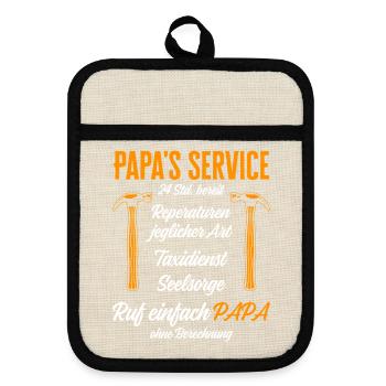 Dad's Service Repairs 24h / Funny Humor - Pot holders with rubber back - linen/black  - Front
