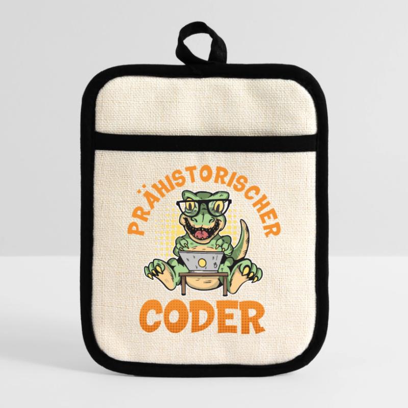 Coding PREHISTORIC CODER Fun Pot holders with rubber back