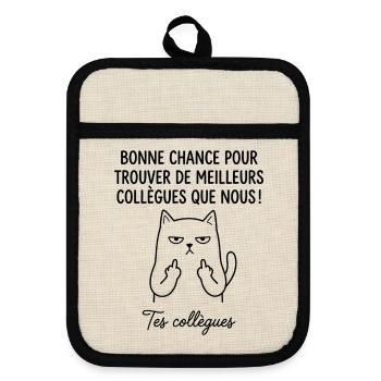 Départ collègue travail nouvel emploi bonne chance - Maniques avec dos en caoutchouc - lin/noir  - Devant