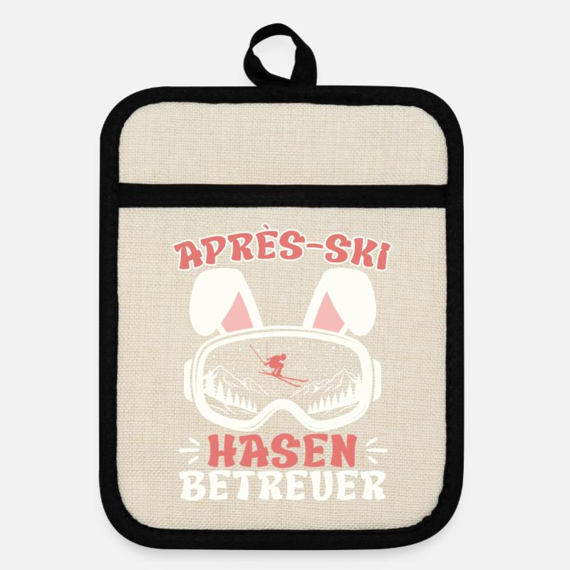 Après-ski RABBIT SUPERVISOR Fun - Pot holders with rubber back - linen/black 