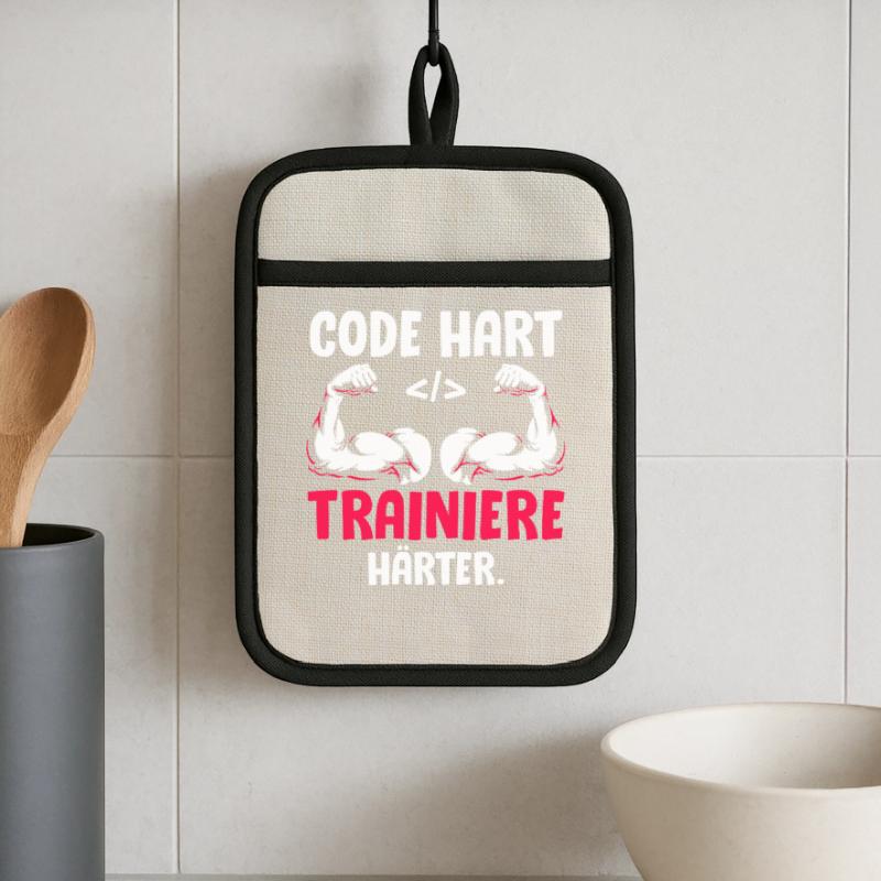 Coder CODE HARD TRAIN HARDER Funny Pot holders with rubber back