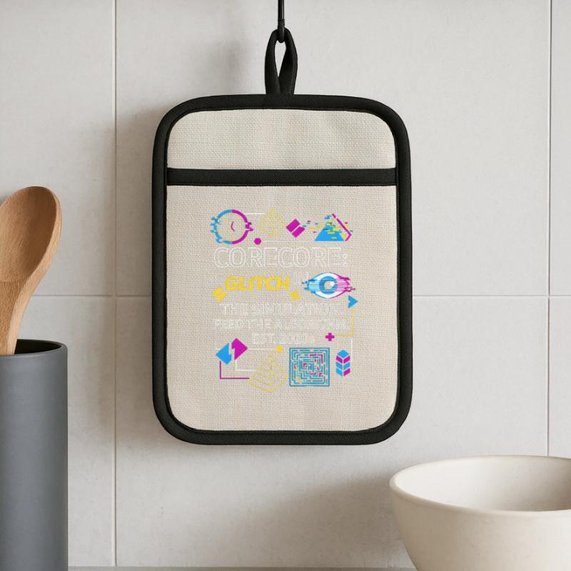 Corecore Glitch Simulation Algorithm Collage Pot holders with rubber back