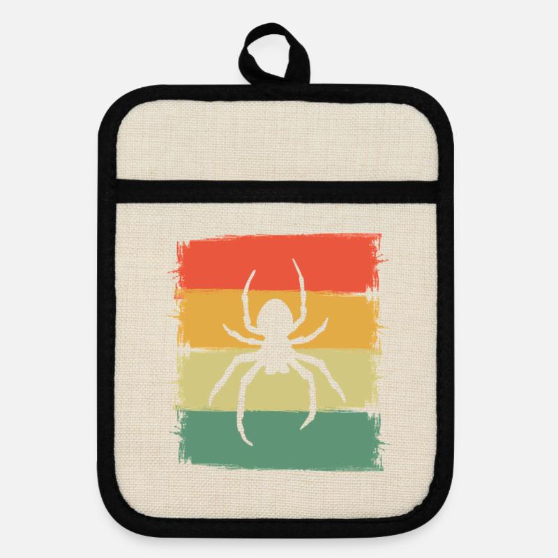 spider - Pot holders with rubber back - linen/black