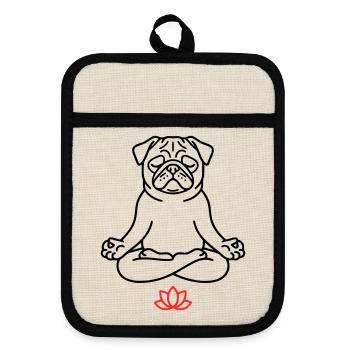 Livre de coloriage zen Pug Dog - Maniques avec dos en caoutchouc - lin/noir  - Devant