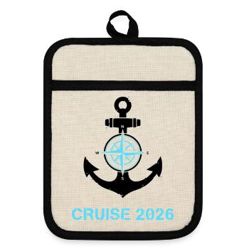Anchor Compass Cruise 2026 Logo - Pot holders with rubber back - linen/black  - Front