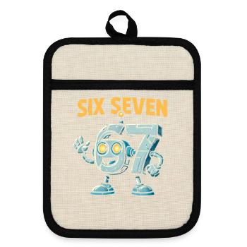 Six Seven 67 Robot Robot Brainrot italien Humour - Maniques avec dos en caoutchouc - lin/noir  - Devant
