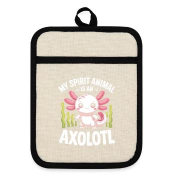 Axolotl Spirit Animal Tee - Pot holders with rubber back - linen/black  - Front
