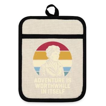 Amelia Earhart The adventure is worthwhile - Pot holders with rubber back - linen/black  - Front