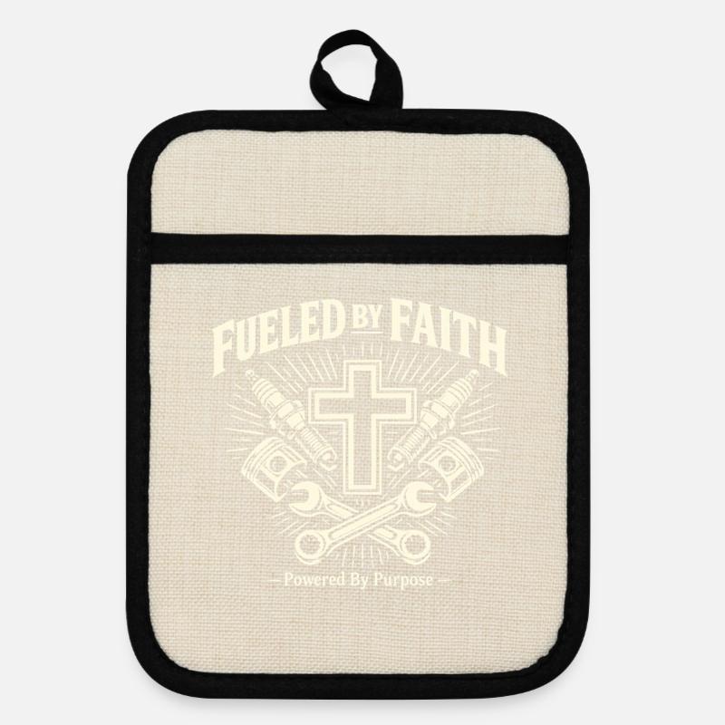 Faith Schrauber - Pot holders with rubber back - linen/black 