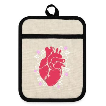 Cardiogramme, cardiographie, échographie, échographie - Maniques avec dos en caoutchouc - lin/noir  - Devant