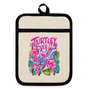 Tortue Sur Ça Mignonne Fleur de Tortue - Maniques avec dos en caoutchouc - lin/noir  - Devant