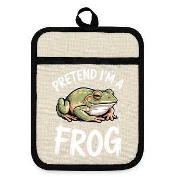 Expressions de grenouilles, Grenouilles, drôle de cadeau de grenouille - Maniques avec dos en caoutchouc - lin/noir  - Devant