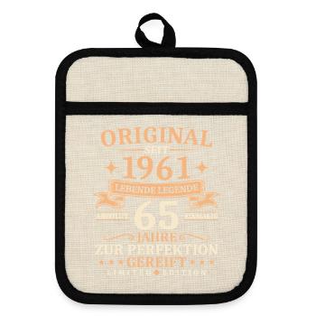 Geburtstag 65 Jahre Lebende Legende 1961 Jahrgang - Topflappen mit Gummirückseite - Leinen/Schwarz  - Vorne