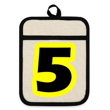 5 Symbole numérique - Maniques avec dos en caoutchouc - lin/noir  - Devant