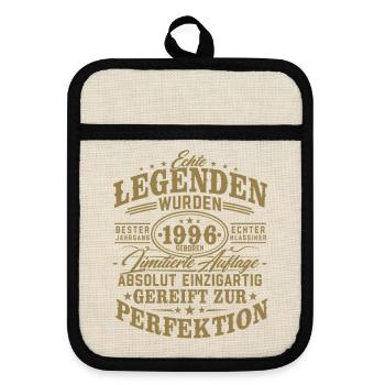 1996 Jahrgang geboren Legenden Vintage Geburtstag - Topflappen mit Gummirückseite - Leinen/Schwarz  - Vorne