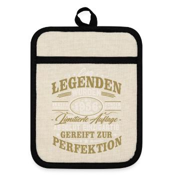 1956 Jahrgang geboren Legenden Vintage Geburtstag - Topflappen mit Gummirückseite - Leinen/Schwarz  - Vorne