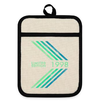1998 Limited Edition Birthday Man Woman Sport - Pot holders with rubber back - linen/black  - Front