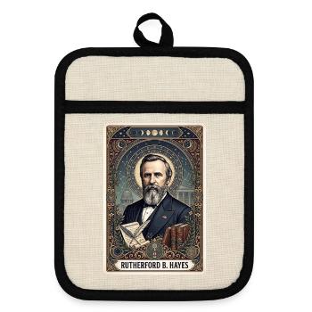 Rutherford B. Hayes Tarotkarte - Topflappen mit Gummirückseite - Leinen/Schwarz  - Vorne