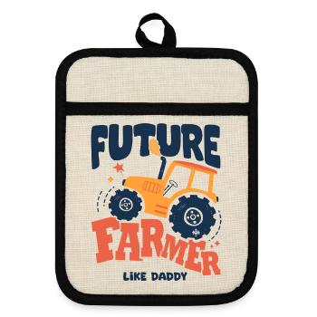 Futur fermier comme papa bébé tracteur - Maniques avec dos en caoutchouc - lin/noir  - Devant