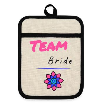 Bachelorette party. BRIDE. TEAM. TEAM MARIEE. BRIDE-TO-BE - Pot holders with rubber back - linen/black  - Front