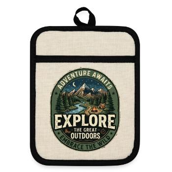 Entdecken Sie die Natur – Abenteuer und Natur - Topflappen mit Gummirückseite - Leinen/Schwarz  - Vorne