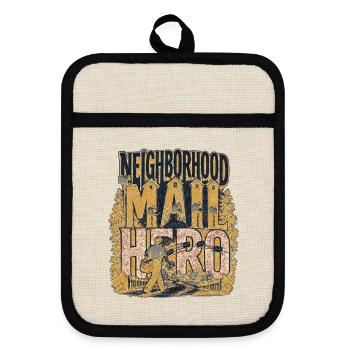 Neighborhood Mail Hero Postman Route Pride Humor - Topflappen mit Gummirückseite - Leinen/Schwarz  - Vorne