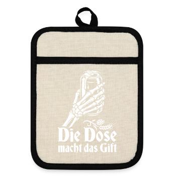 Bier - Die Dose macht das Gift | Wortspiel - Topflappen mit Gummirückseite - Leinen/Schwarz  - Vorne