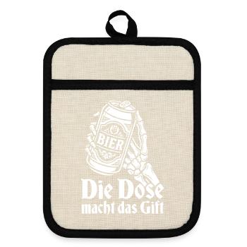 Bier - Die Dose macht das Gift | Wortspiel - Topflappen mit Gummirückseite - Leinen/Schwarz  - Vorne