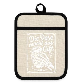 Bier - Die Dose macht das Gift | Wortspiel - Topflappen mit Gummirückseite - Leinen/Schwarz  - Vorne