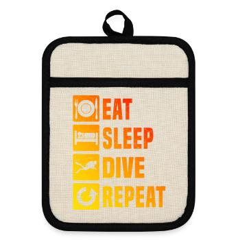Geschenkidee für eine Tauch-Fanin mit Scuba Diving - Topflappen mit Gummirückseite - Leinen/Schwarz  - Vorne