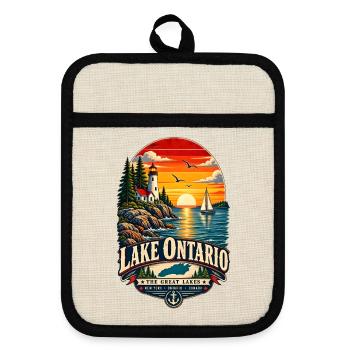Lake Ontario Funny Vintage - Topflappen mit Gummirückseite - Leinen/Schwarz  - Vorne