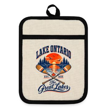 Lake Ontario Great Lakes - Topflappen mit Gummirückseite - Leinen/Schwarz  - Vorne