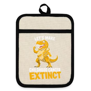 Machen Sie Kinderkrebs Ausgerottet Dinosaurier Rex - Topflappen mit Gummirückseite - Leinen/Schwarz  - Vorne