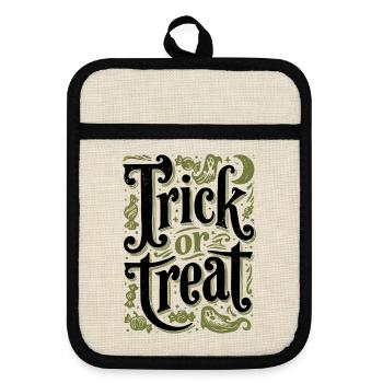 Trick or Treat Halloween Kostüm - Topflappen mit Gummirückseite - Leinen/Schwarz  - Vorne