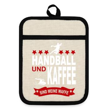 Handball Handballspieler Sport Verein - Topflappen mit Gummirückseite - Leinen/Schwarz  - Vorne