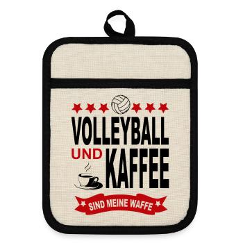 Volleyball Volleyballspieler Sport Verein - Topflappen mit Gummirückseite - Leinen/Schwarz  - Vorne