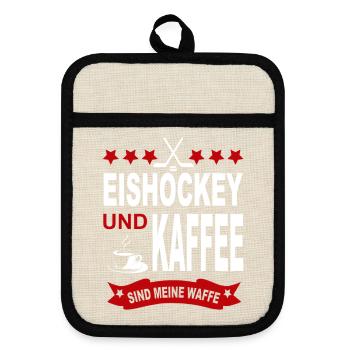Eishockey Eishockeyspieler Sport Verein - Topflappen mit Gummirückseite - Leinen/Schwarz  - Vorne