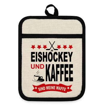 Eishockey Eishockeyspieler Sport Verein - Topflappen mit Gummirückseite - Leinen/Schwarz  - Vorne