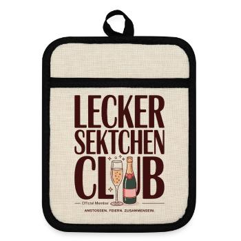 Sekt Lecker Sektchen Club Prosecco JGA Mädelsabend - Topflappen mit Gummirückseite - Leinen/Schwarz  - Vorne
