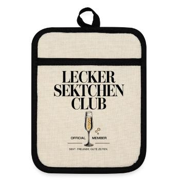 Sekt Lecker Sektchen Club Prosecco JGA Mädelsabend - Topflappen mit Gummirückseite - Leinen/Schwarz  - Vorne
