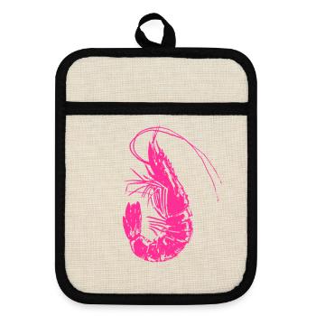 Garnele Shrimp Meeresfrüchte Ozean - Topflappen mit Gummirückseite - Leinen/Schwarz  - Vorne